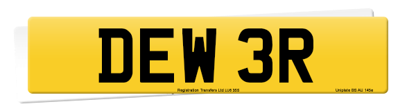 Registration number DEW 3R